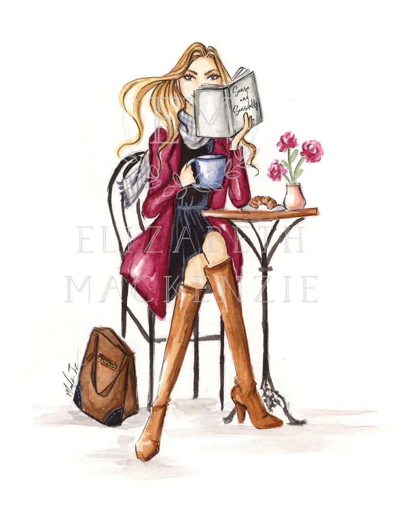 794x993 Paris Cafe Fashion Girl Illustration Print Multiple Hair Etsy