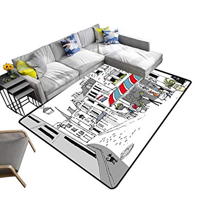425x425 Alsohome Printed Carpet Drawing Of A Street In Paris