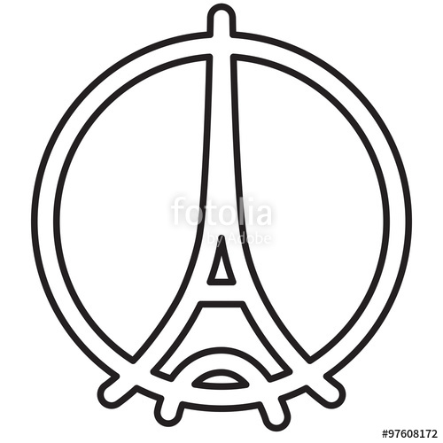 500x500 Drawing Of Eiffel Tower Symbol In Paris, France Vector