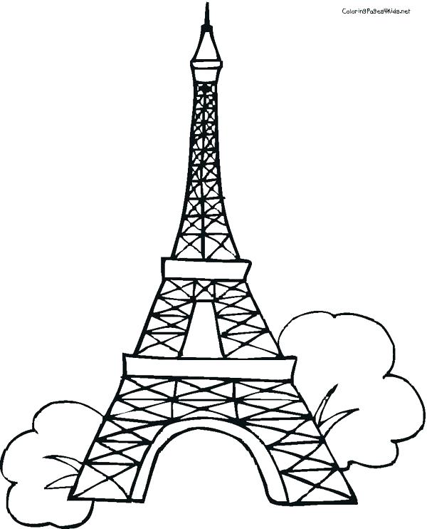 600x742 Eiffel Tower Paris Printable Coloring Pages As For Adults Easy