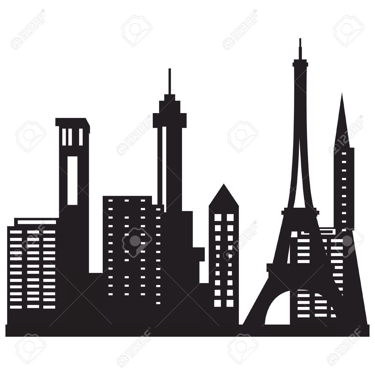 1300x1300 Paris Skyline Night Drawing