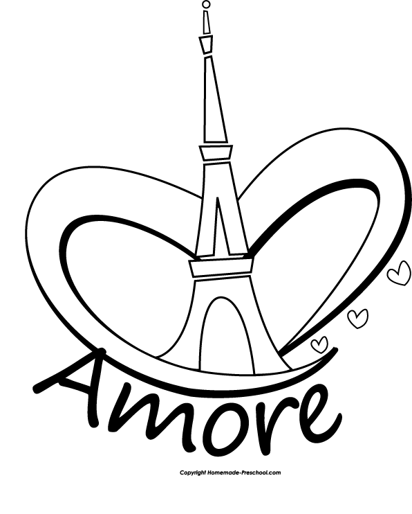 596x742 Eiffel Tower Coloring Page