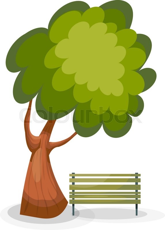 573x800 Tree And Bench On A White Background Stock Vector Colourbox