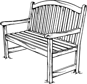 300x289 Line Drawing Park Bench