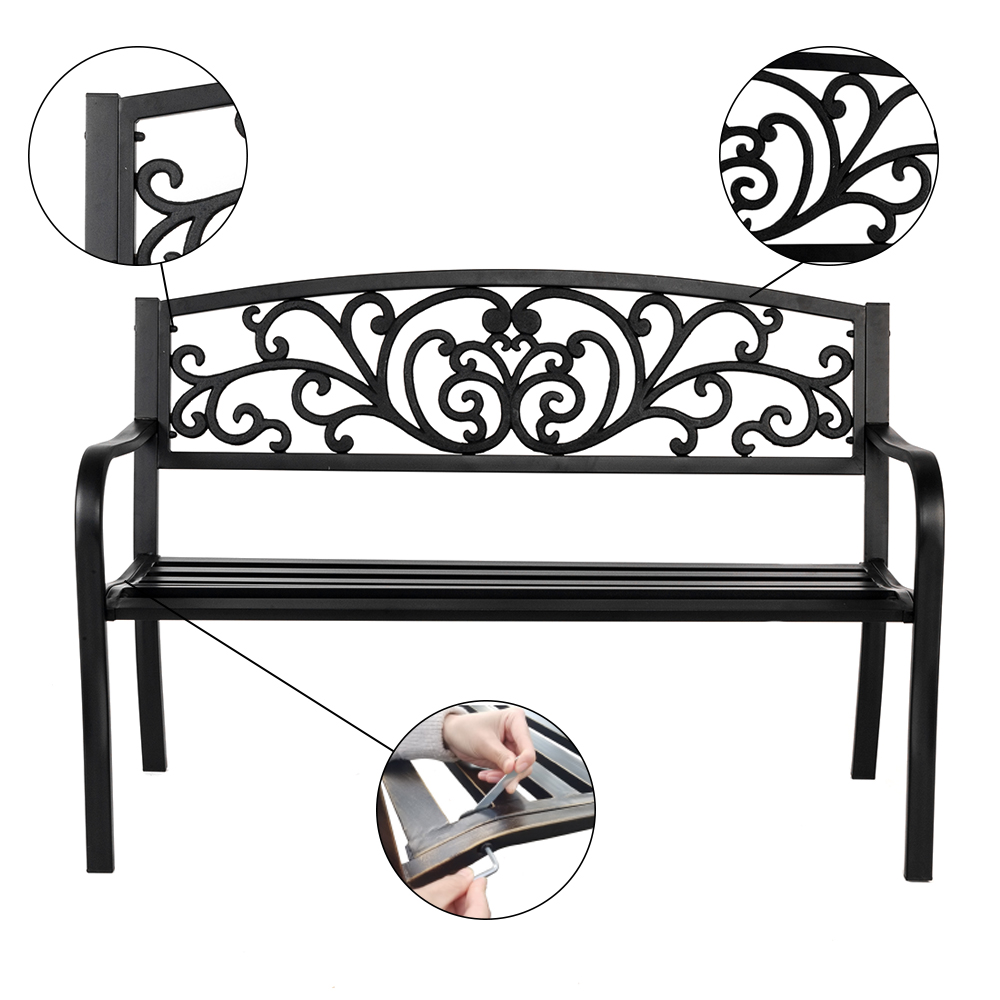 1000x1000 Outdoor Park Bench Chair Steel Cast Iron For Garden Courtyard