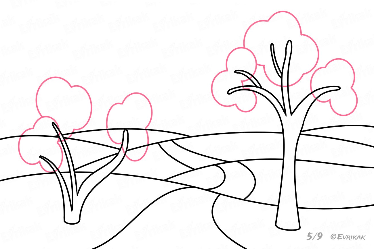1300x867 How To Draw An Autumn Park In Stages Using A Pencil