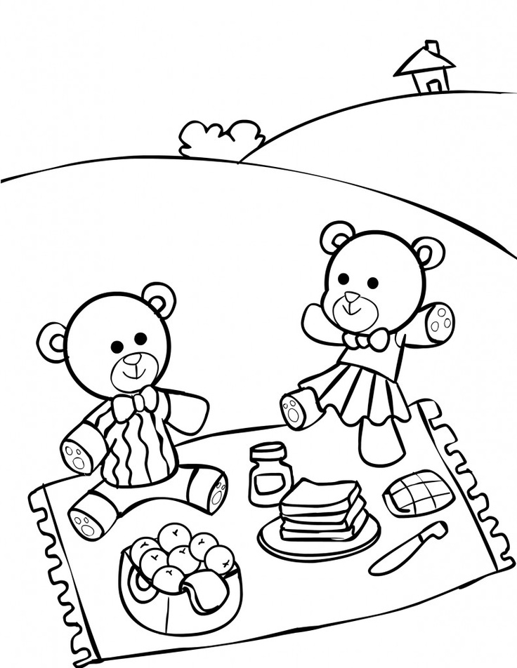 736x952 Park Drawing Family Picnic For Free Download