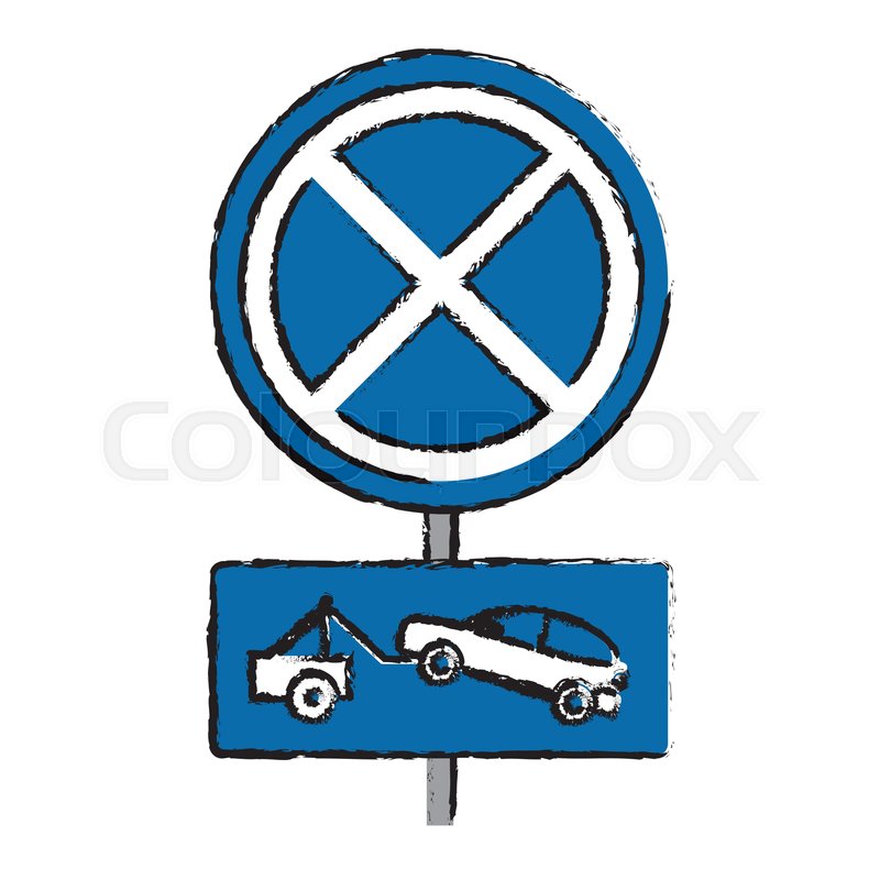 800x800 Drawing No Parking Road Sign Crane Car Stock Vector Colourbox