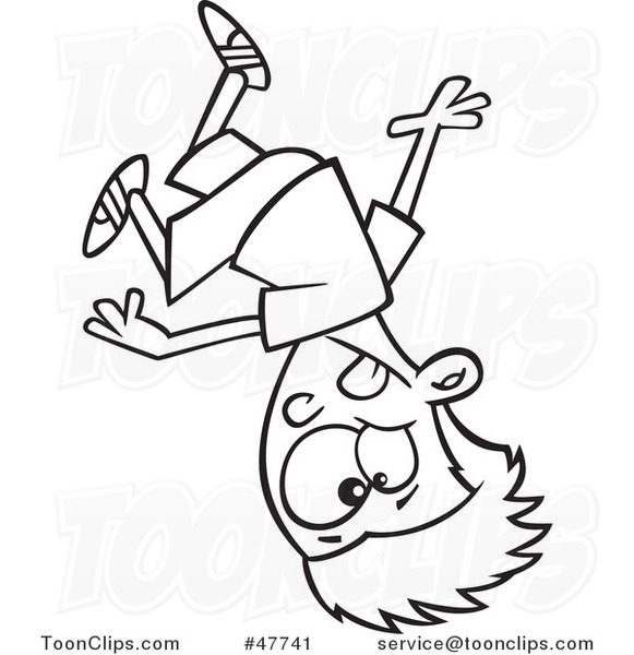 581x600 black and white cartoon parkour boy upside down