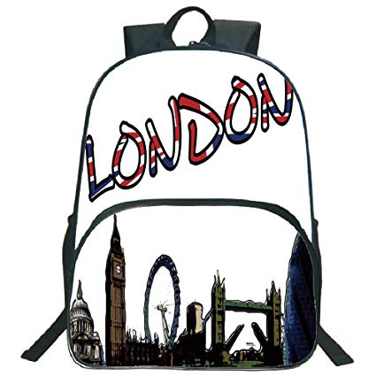 425x425 London Print Backpacks,cartoon Drawing Style