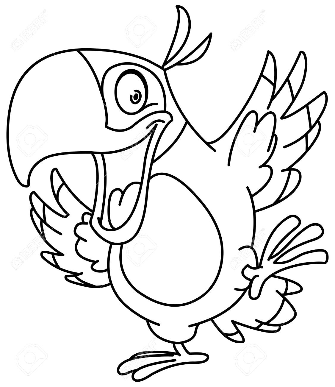 1126x1300 Parrot Drawing Outline Cartoon Coloring Pages