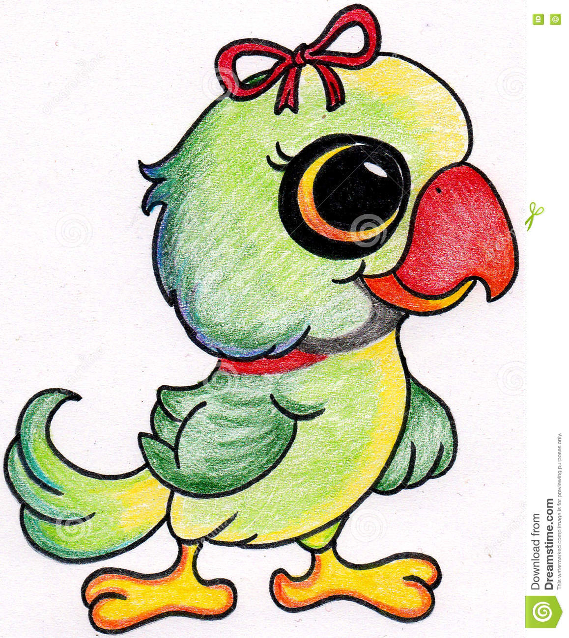 1158x1300 Cute Parrot Drawing Parrot Drawing Stock Illustration