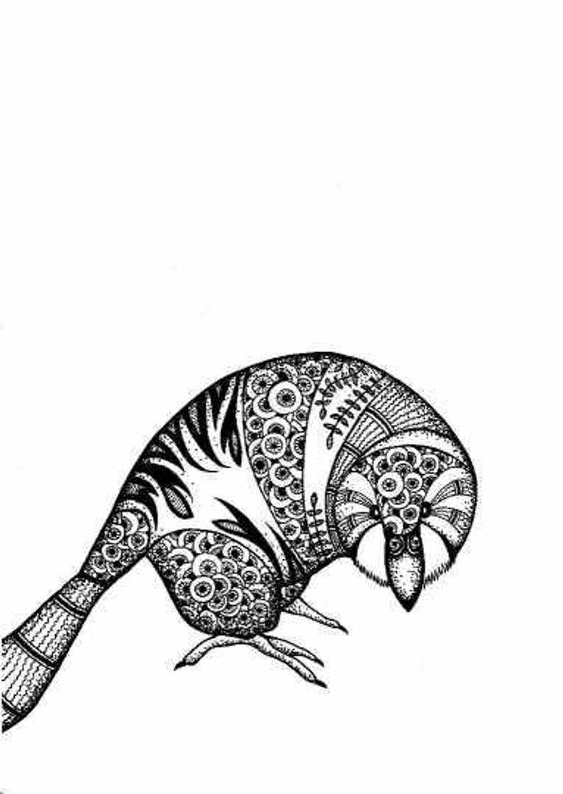 794x1119 Kakapo Digital Print Of Original Ink Art Black And White Etsy