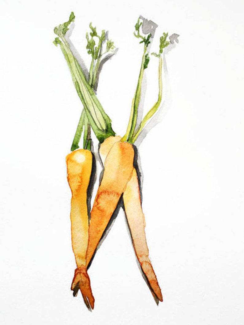 794x1057 Original Watercolor Carrot Garden Gifts Vegetables Etsy