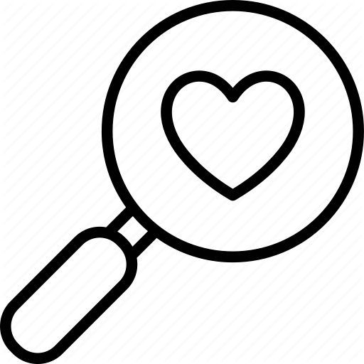 512x512 exploring love, find partner, heart, magnifier icon