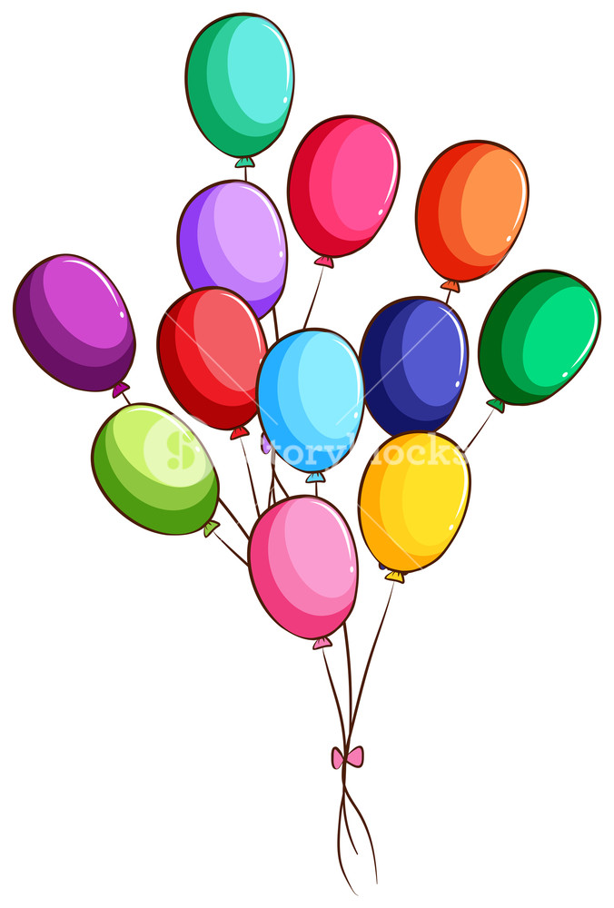 676x1000 Illustration Of A Simple Drawing Of A Group Of Balloons On A White