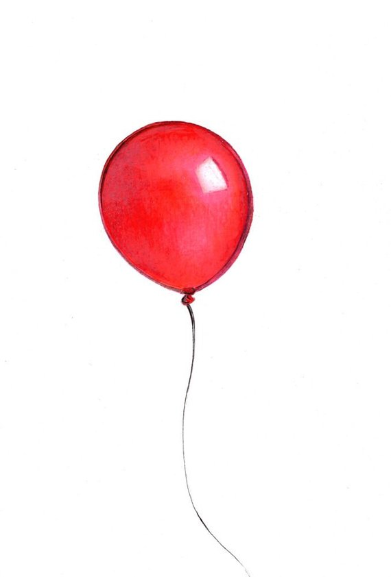 570x842 Red Balloon Art Print Of An Original Drawing Available