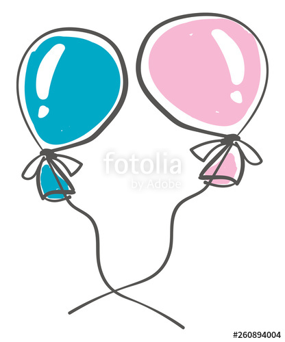 416x500 Two Blue And Pink Colored Balloons Tied To Individual Strings