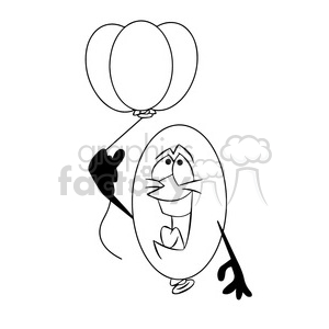300x300 Black And White Cartoon Party Balloon Vector Image Mascot Happy