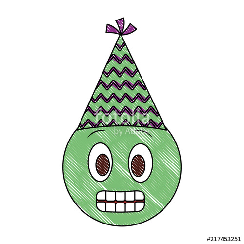 500x500 Birthday Emoji Grinning Face Party Hat Drawing Stock Image