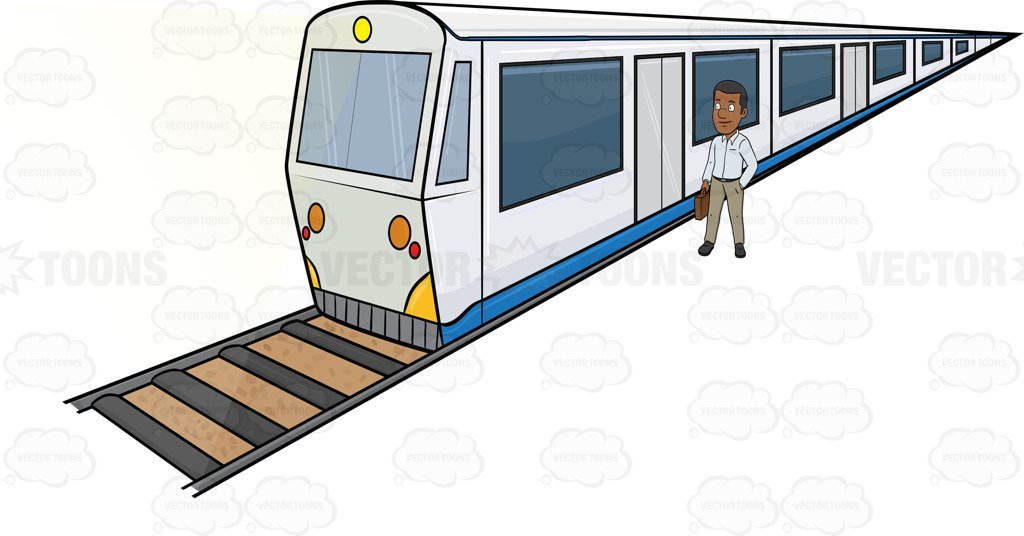 1024x536 A Black Man Waiting For The Passenger Train To Stop Clipart