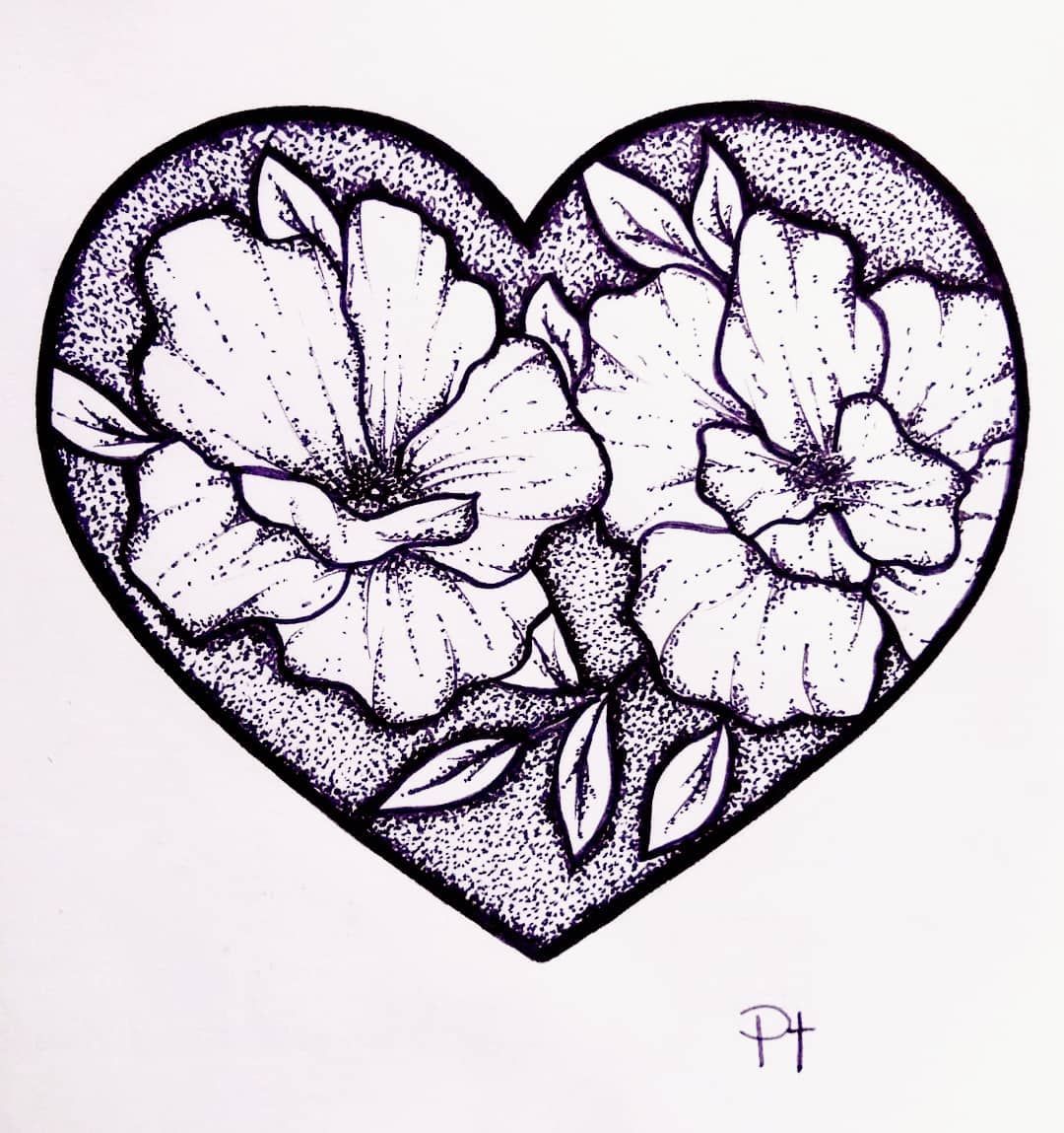 1080x1149 Petals Black And White Art Drawing Heart Black Ink