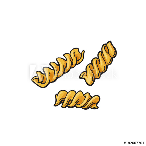 500x500 Raw, Uncooked Scroodle, Rotini, Fusilli, Corkscrew Shaped Italian