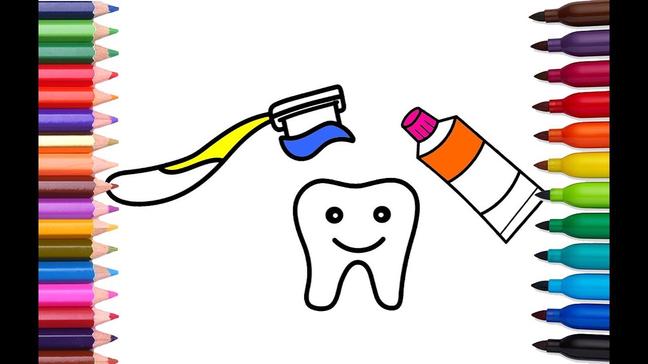 1280x720 How To Draw Kids Toothbrush Tooth Paste Tooth Coloring Pages