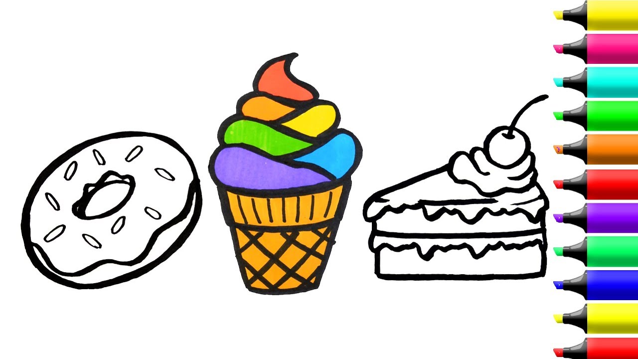 1280x720 Donut Coloring And Drawing For Kids How To Draw A Rainbow