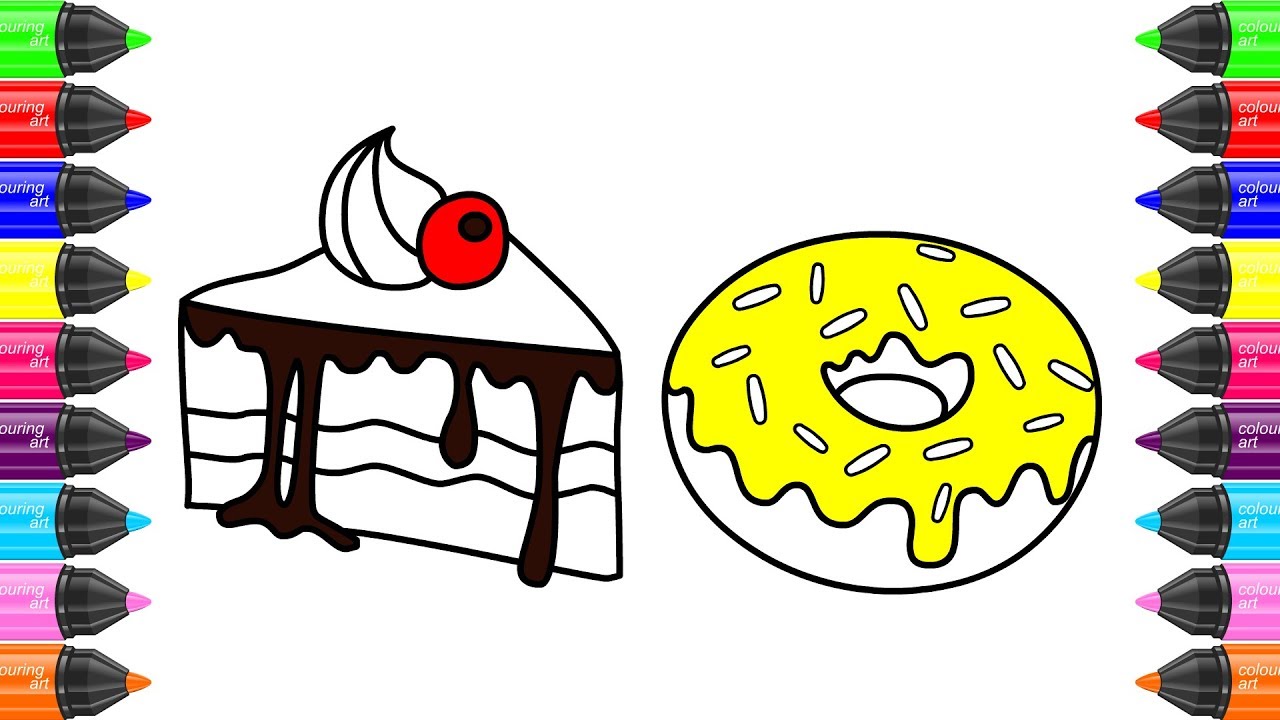 1280x720 How To Draw Sweet Pastry, Donuts Coloring Pages And Learn To Color
