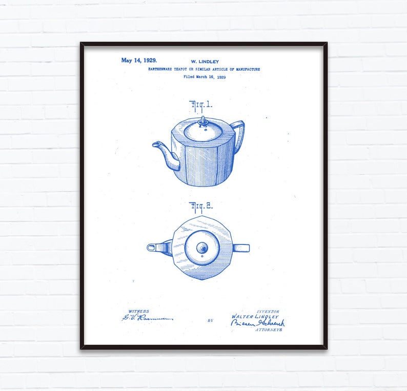 794x763 Teapot Patent Drawings May Birthday Gift Ideas For Kitchen Etsy