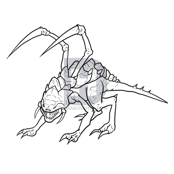 720x720 How To Draw Zerg From Starcraft, Step
