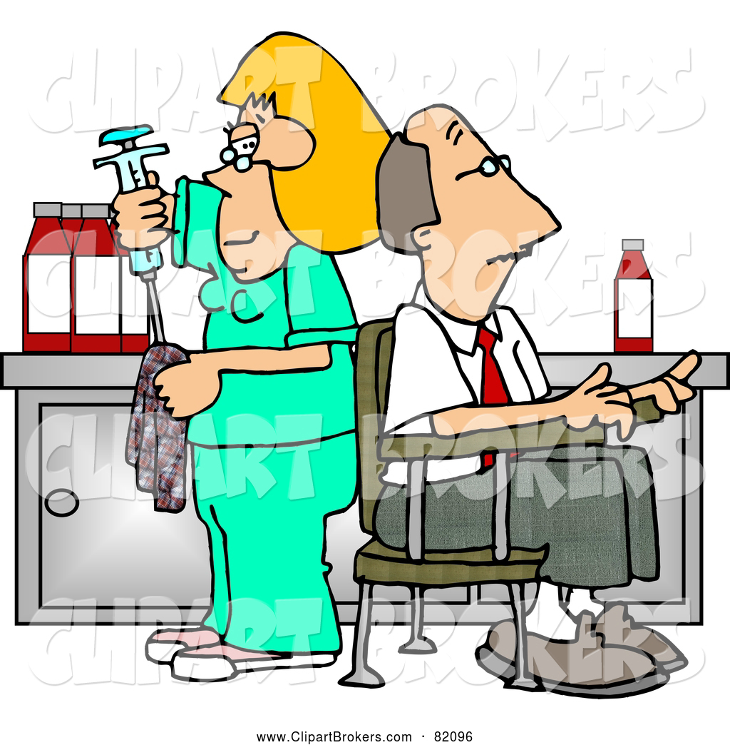 1024x1044 Clip Art Of A White Nurse Cleaning Needle After Drawing Blood