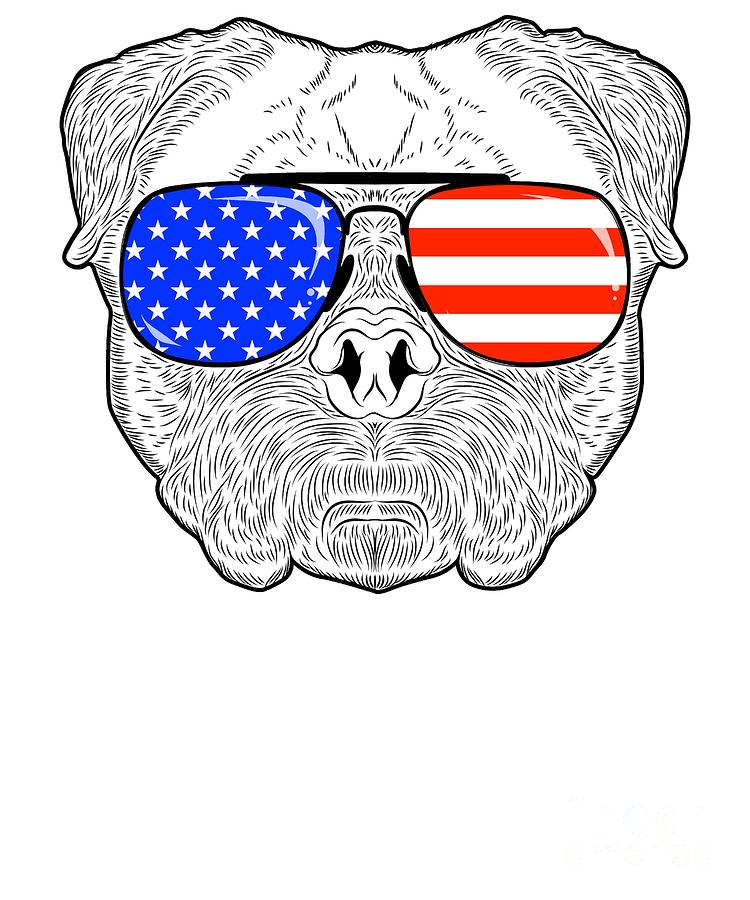 750x900 Patriotic July American Flag Pug Dog Face With Sunglasses