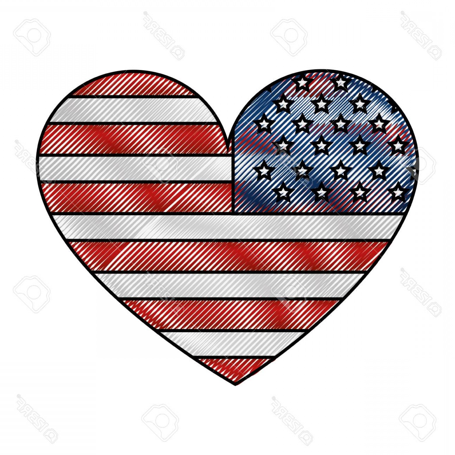 1560x1560 Photostock Vector American Flag Shaped Heart Patriotic Vector