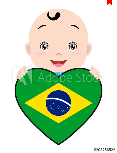 385x500 Smiling Face Of A Child, A Baby And A Brazil Flag In The Shape