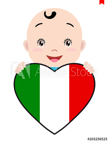 385x500 Smiling Face Of A Child, A Baby And A Italy Flag In The Shape