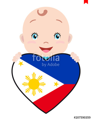 385x500 Smiling Face Of A Child, A Baby And A Philippines Flag