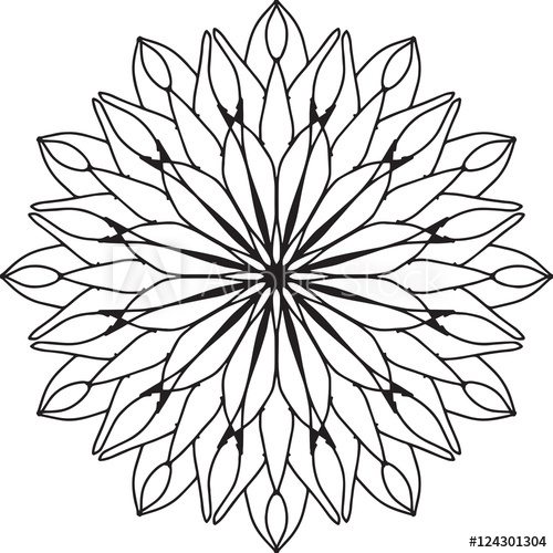 500x500 Abstract Dahlia Flower Line Drawing Pattern Design Element