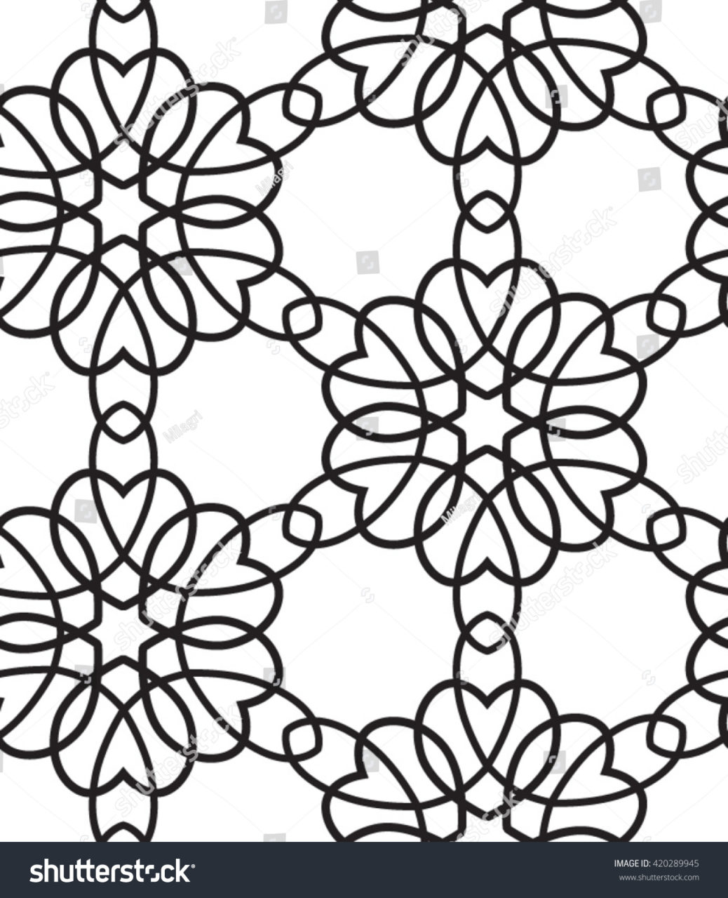 1038x1279 Tangled Pattern Black White Seamless Vector Stock Recolor Coloring