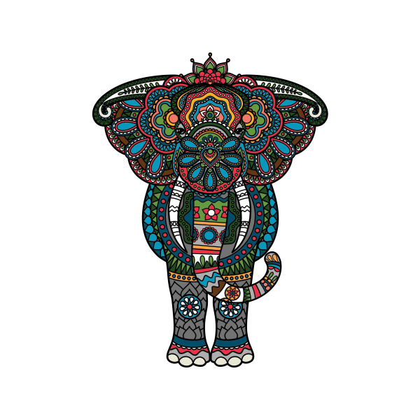 600x600 Printed Vinyl Colorful Ethnic Pattern Elephant Head Feng Shui Good