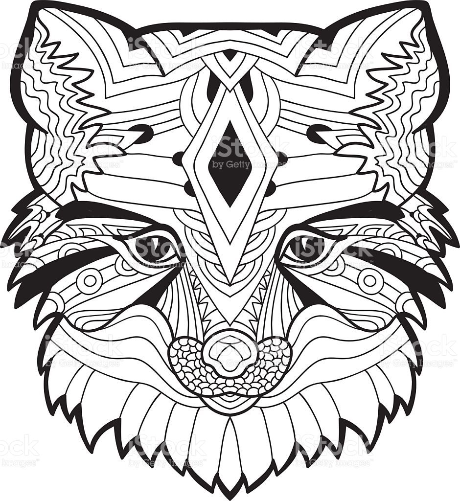 940x1024 Monochrome Ink Drawing A Drawing Of A Fox Head With Tribal