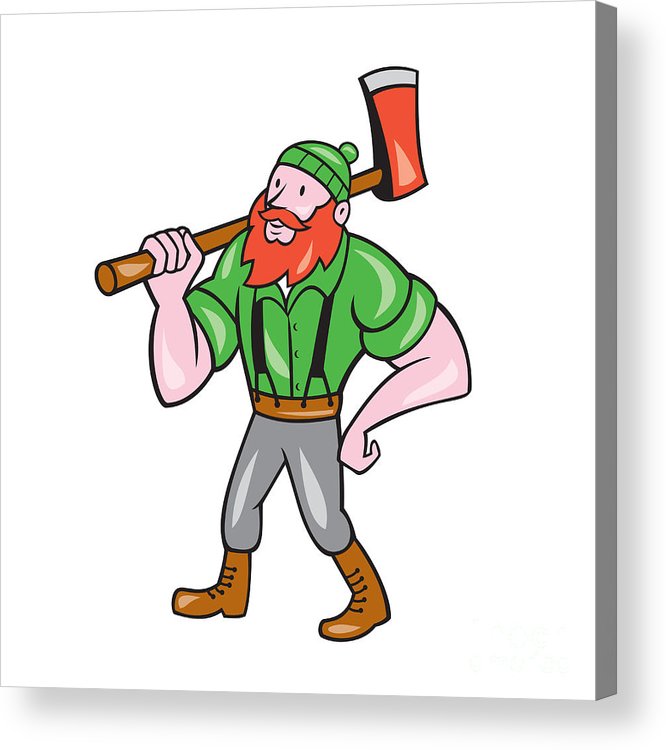 666x750 Paul Bunyan Lumberjack Isolated Cartoon Acrylic Print
