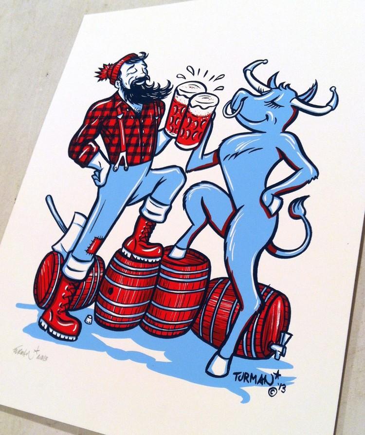 750x893 Paul Bunyan And Babe Cheers! Art Print