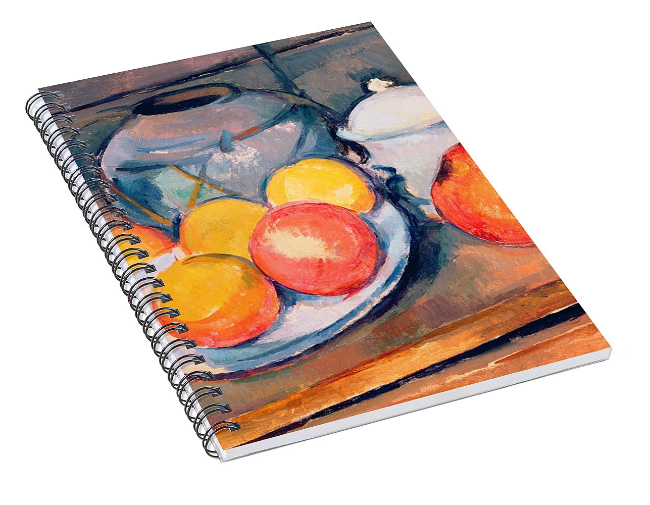 1287x1000 Straw Covered Vase Sugar Bowl And Apples Spiral Notebook For Sale
