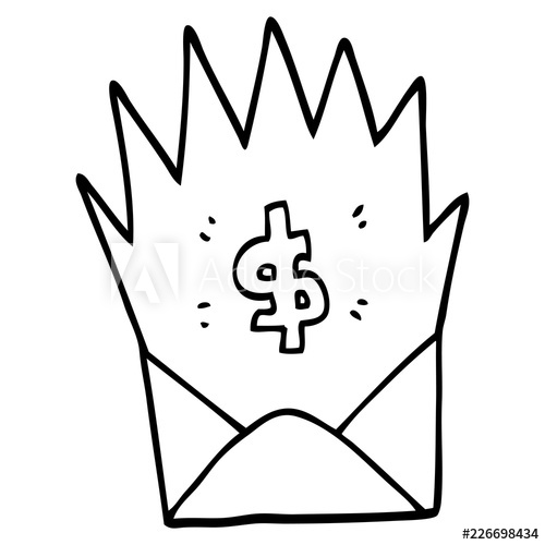 500x500 Line Drawing Cartoon Unexpected Pay Check