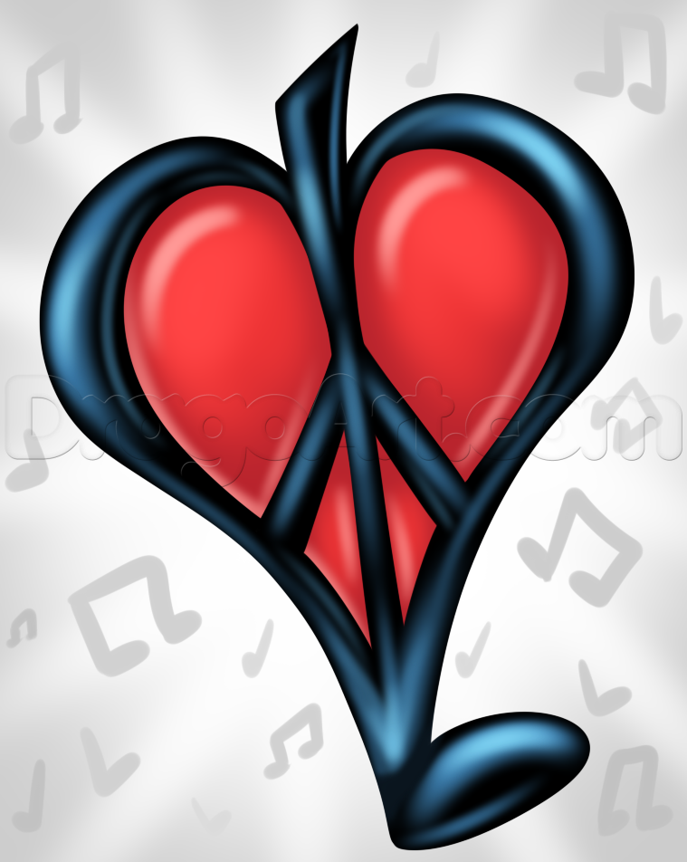 759x952 How To Draw A Peace Love Music Tattoo, Step