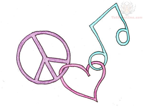 600x464 Peace Love And Music Tattoo Design