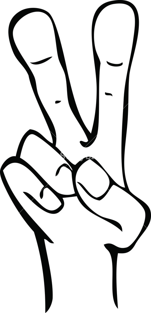 484x1000 Cartoon Line Drawing Of Human Hand Showing Peace Symbol Royalty