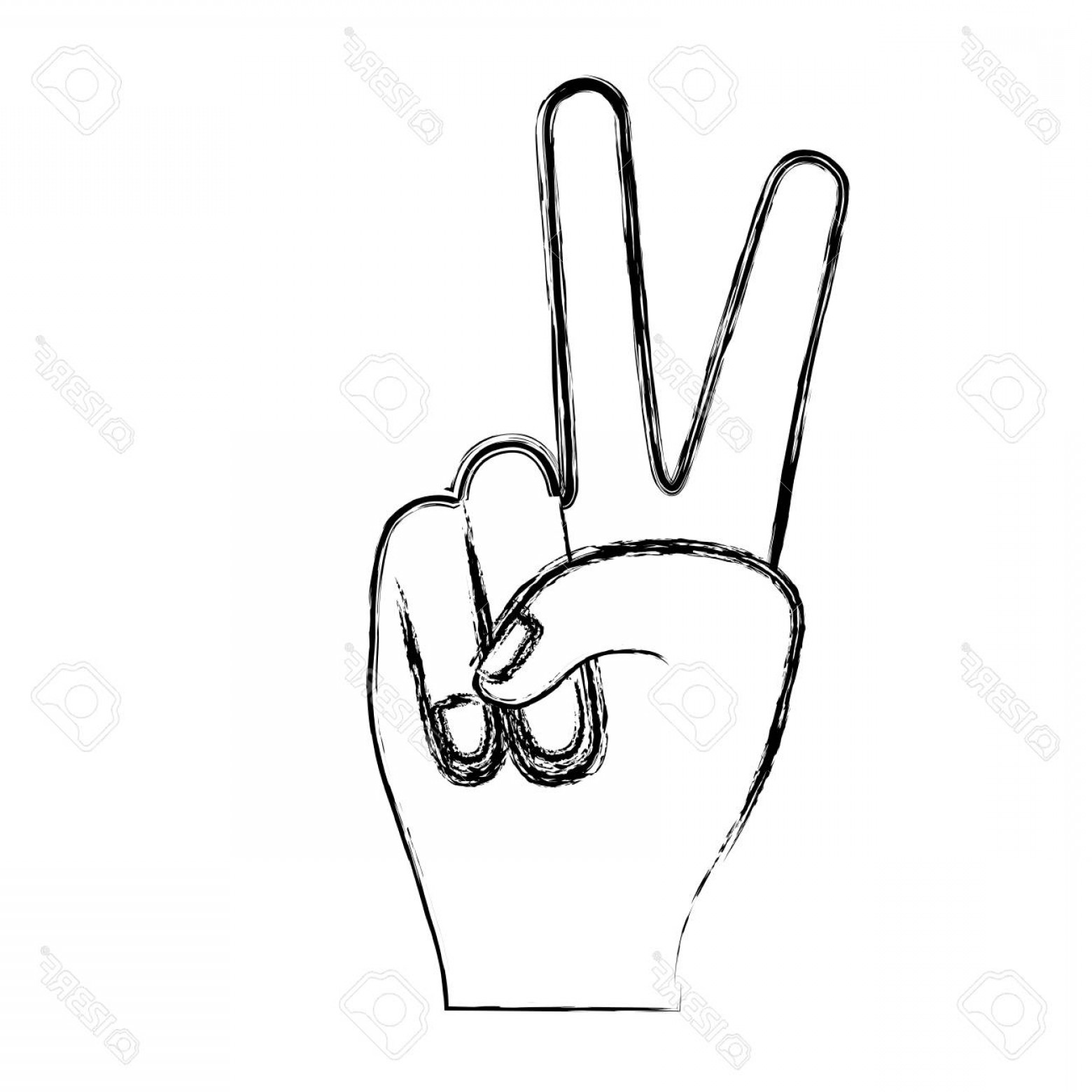 1560x1560 Photostock Vector Peace Hand Gesture On Blurred Silhouette Vector